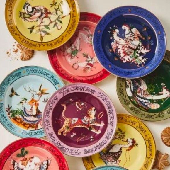 Anthropologie Other - ❤️ Phannapast Taychamaythakool Twelve Days of Christmas Dessert Plates, Set of 4
